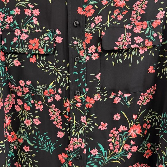 Olivia Black/Red/Green Floral Print Tunic Length Blouse, Sz XLP - Picture 4 of 5